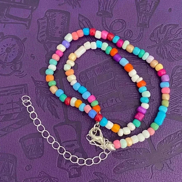 Handmade Multi Colored Seed Bead Choker Necklace - Picture 1 of 1